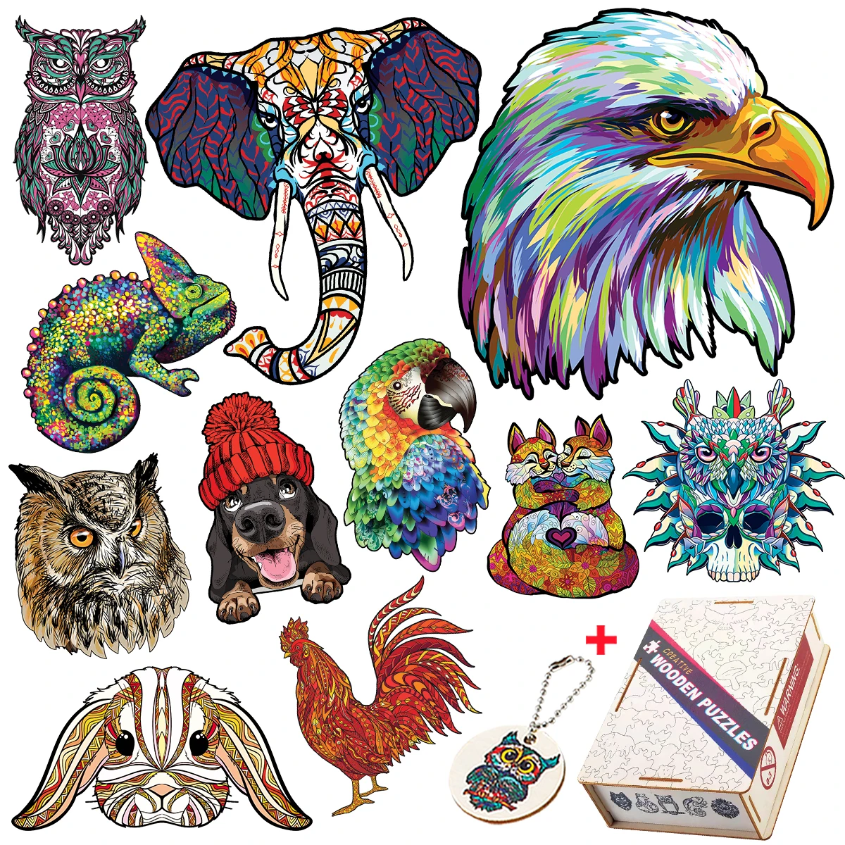 Красочные деревянные пазлы с животными красивый Орлан кролик 3D пазл для взрослых