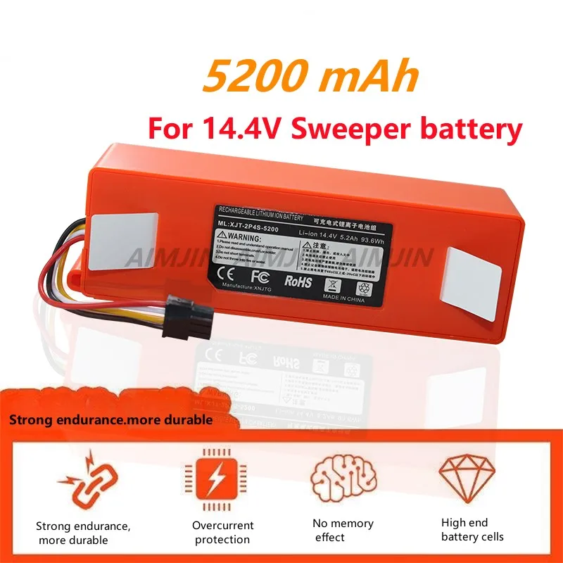 

Replacement Li-ion Battery For Robot Vacuum Cleaner, S50 S51 S55 1S, 14.4V5200mAh High Power Rechargeable