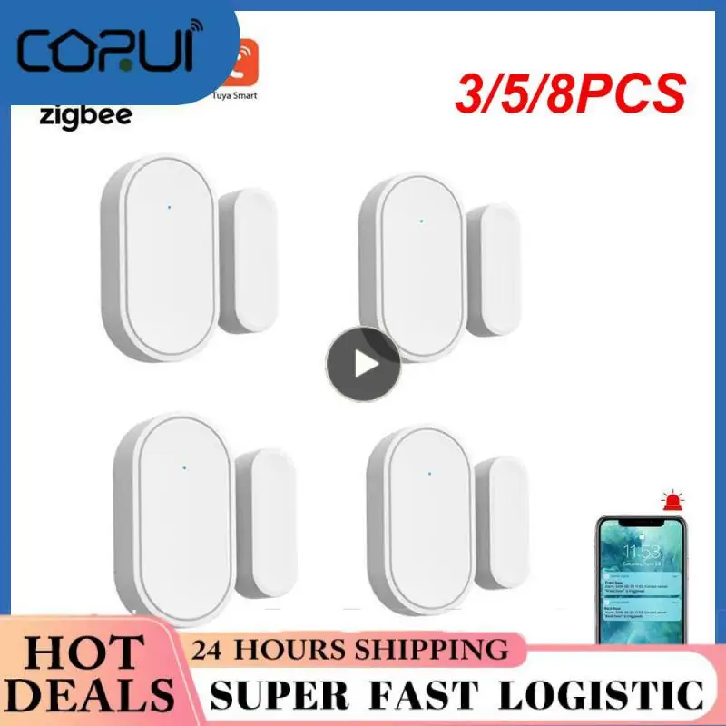 

3/5/8PCS Door Detectors Tuya Smart Real-time Smart Security Alarms Google Home Alexa Door Window Magnetic Sensor Zigbee