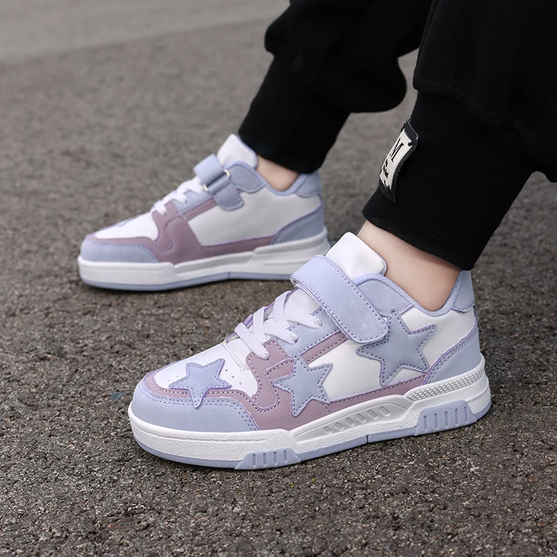 Кроссовки из ПУ кожи для мальчиков и девочек Повседневная Удобная прогулочная