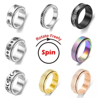 anxiety ring for women moon star spinner fidgets rings stainless steel rotate freely spinning anti stress men rotating