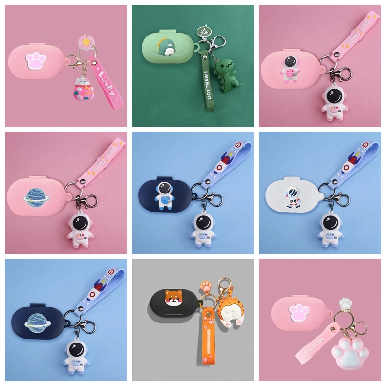 

For Redmi AirDots 3 Case Cartoon Astronaut / Cute Luck Cat / Dog / Panda Silicone Earphones Cover with Keychain