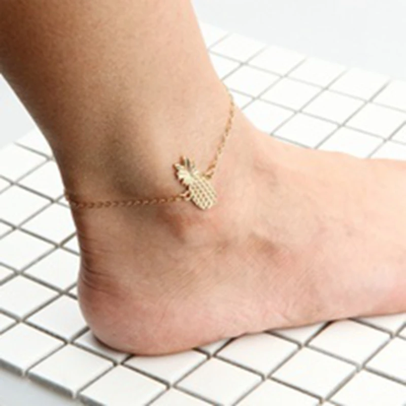 

Pineapple Charm Anklet Bracelet Summer Ankle Leg s For women On The Chain Foot Fruit Jewelry 6PCS