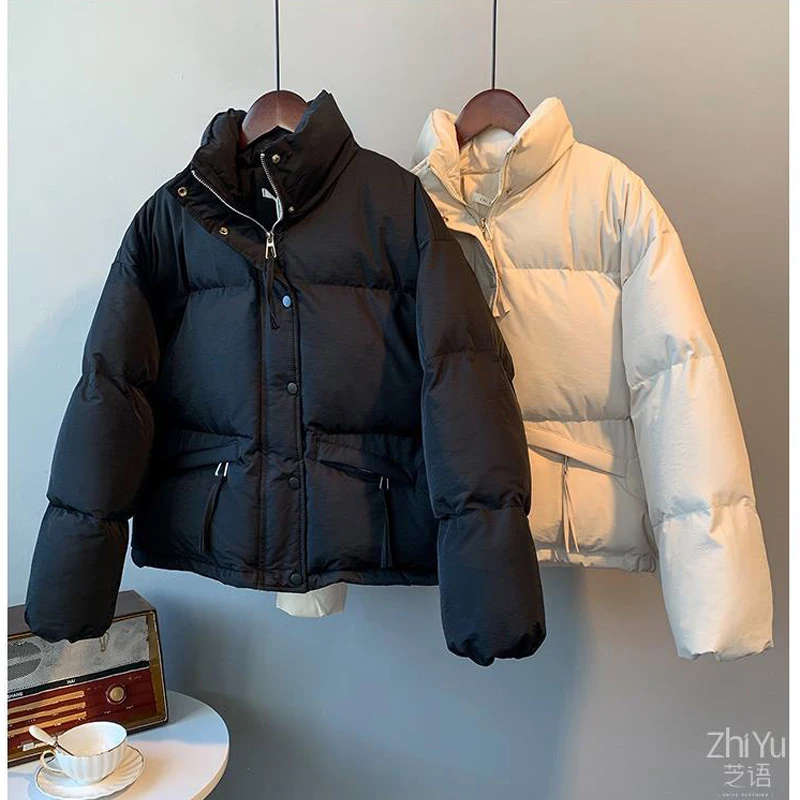 2022 Autumn Winter Loose Women Parkas Long Sleeve Zipper Solid Ladies Jacket Casual Female Clothes Outwear Coats