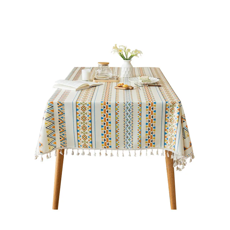 

Bohemian Tablecloth Cotton Linen Art Ethnic Style Rectangular Tassel Homestay Tablecloth Waterproof And Oil Resistant