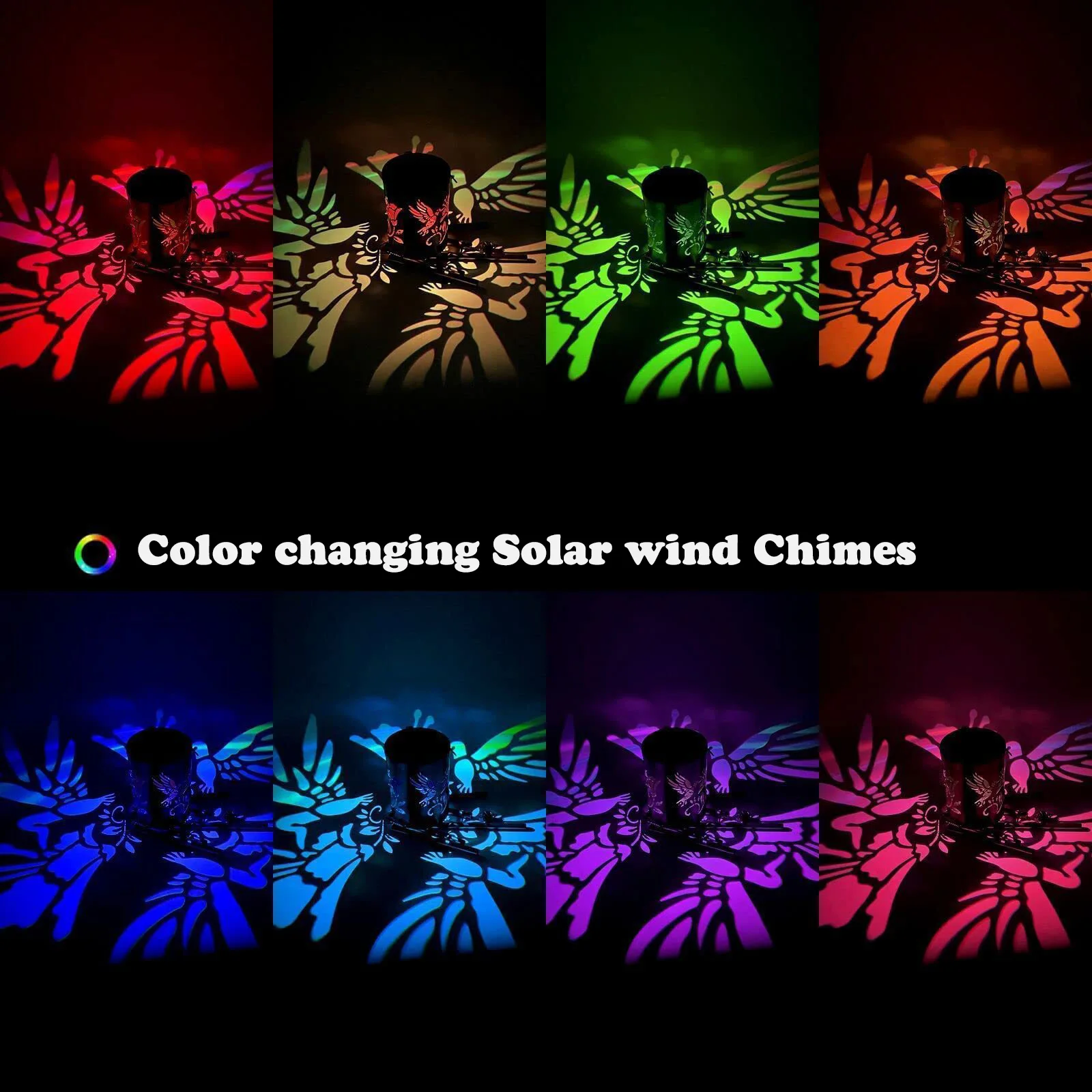 

Solar Decorative Wind Chimes Light Colorful Gradient Wrought Iron Outdoor Hanging Lamps Christmas Gifts Home Decor for Courtyard