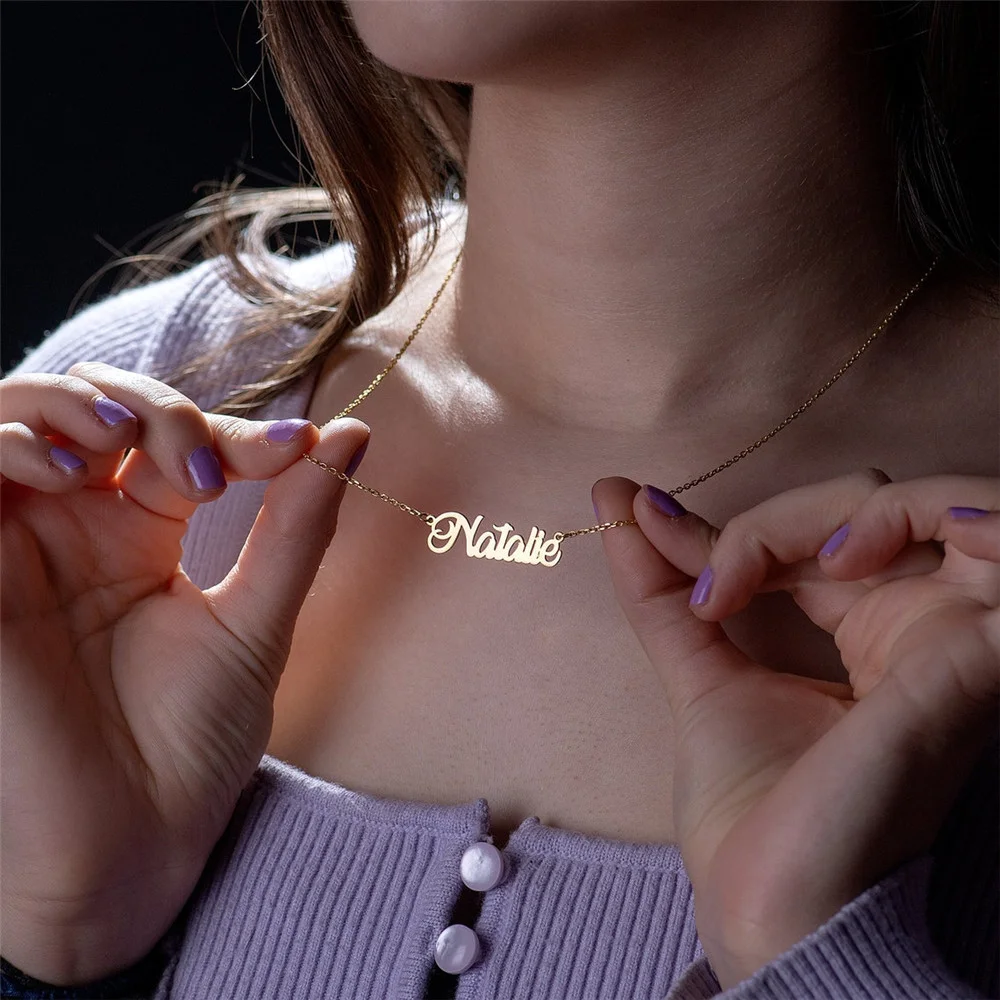 

Custom Name Gold Necklace for Women Personality Dainty Letter Choker Necklaces Fashion Stainless Steel Necklace for Girl Gift