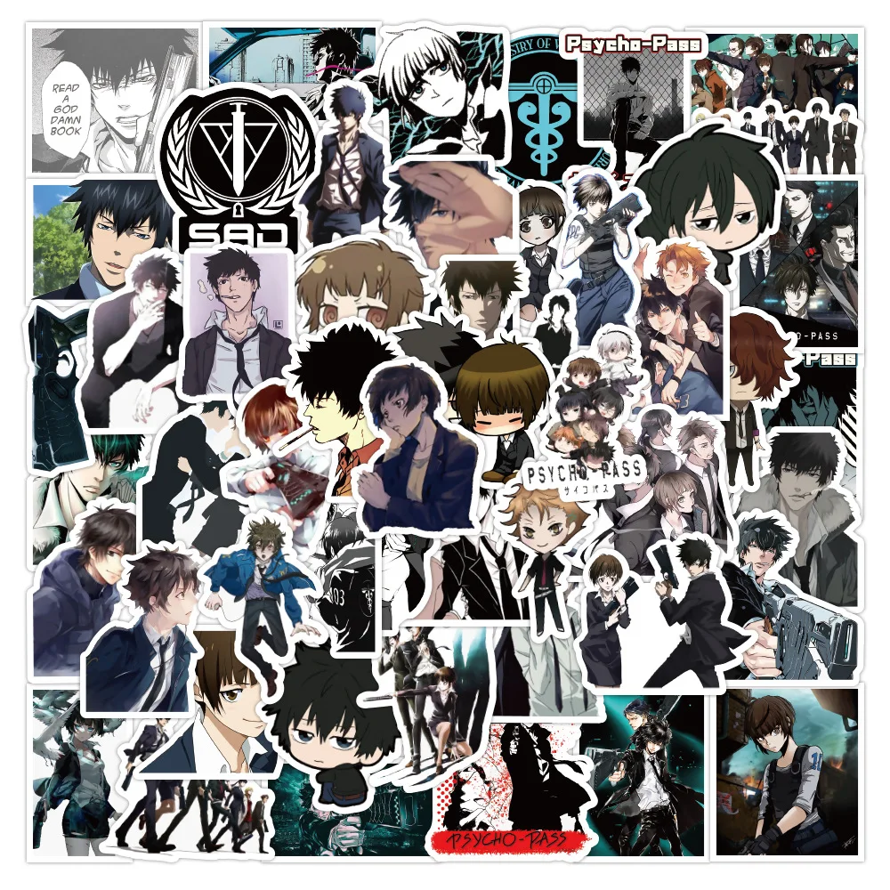50 шт. Японские Аниме психопроходные Мультяшные канцелярские наклейки мотоцикл багаж гитара скейтборд водонепроницаемые Классические игрушки крутые