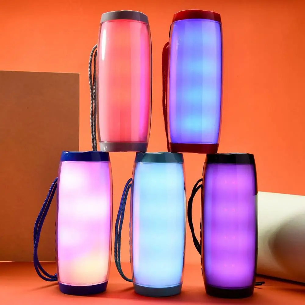 

TG157 LED Light Bluetooth Speaker Portable With Rope Outdoor Loundspeaker 1200 mAh Fabric Waterproof Subwoofer FM Radio 014