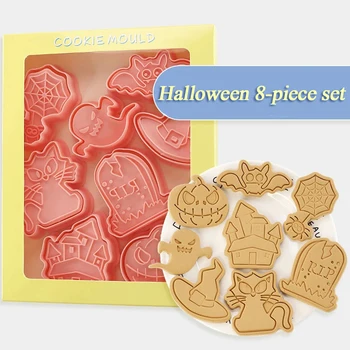 Halloween Cookie Cutters Plastic 3D Cartoon Pressable Biscuit Mold 1