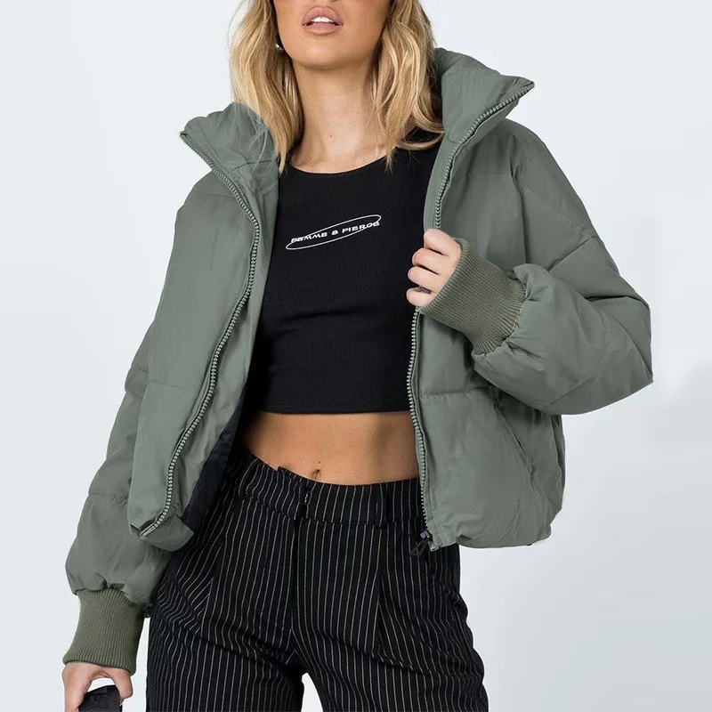 2021 Za Women Casual Solid Zipper Baseball Parkas Autumn Winter Female Fashion O Neck Streetwear Long Sleeve Bomber Jacket Parka