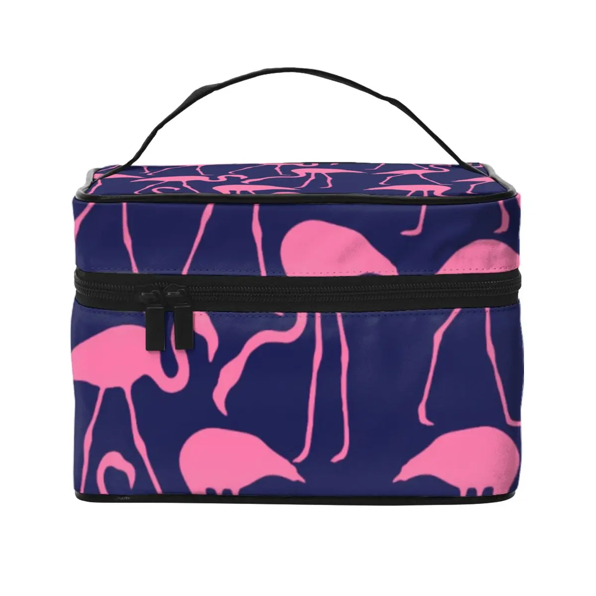 

Pink Birds Print Cosmetic Bags Flamingo Pattern Woman's Storage Organizers with Handle Pack Traveling Makeup Bag