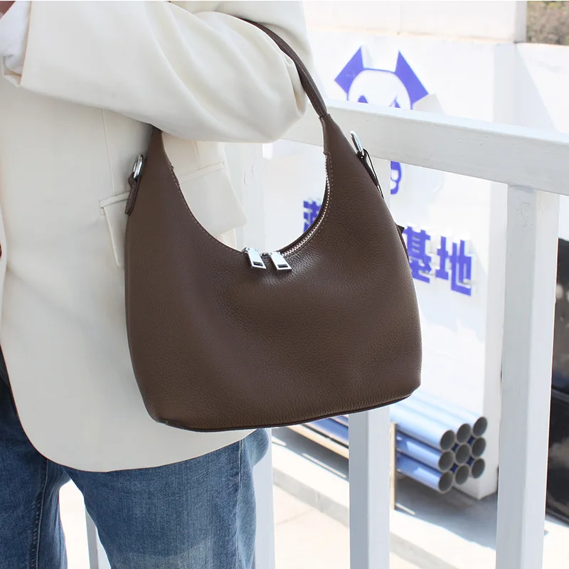

EUMOAN New first layer cowhide retro armpit bag handbag women