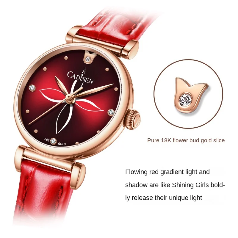 chronograph 18k small gold watch light luxury 30m waterproof watch simple belt watch stainless steel watch