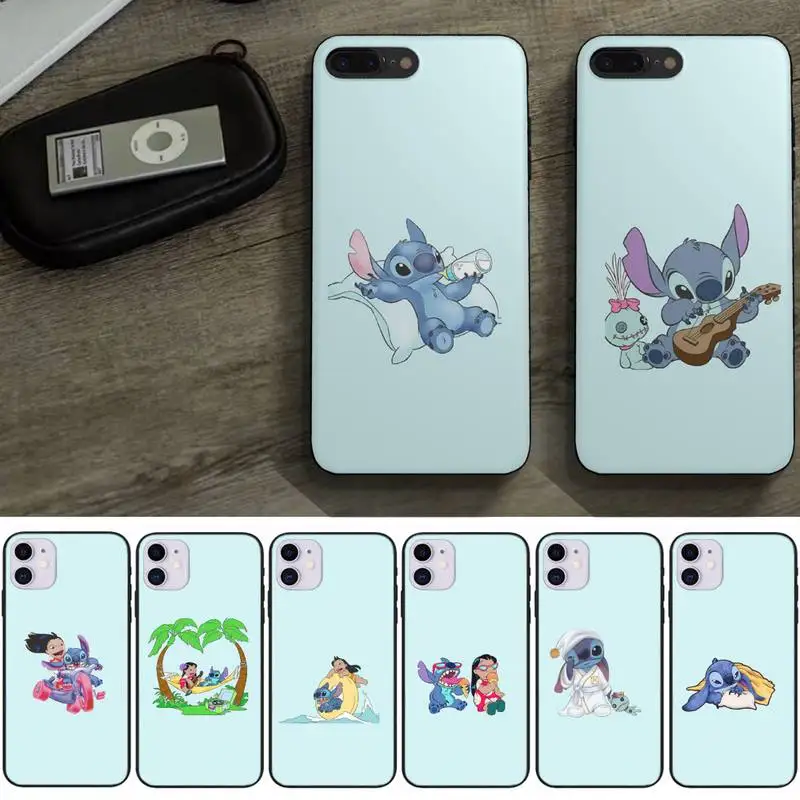 

Cartoon Stitcss Phone Case Shockproof Case Soft For Iphone 6 6s 7 8 Plus Xr X Xs 11 12 13 Mini Pro Max Black Silicone Case