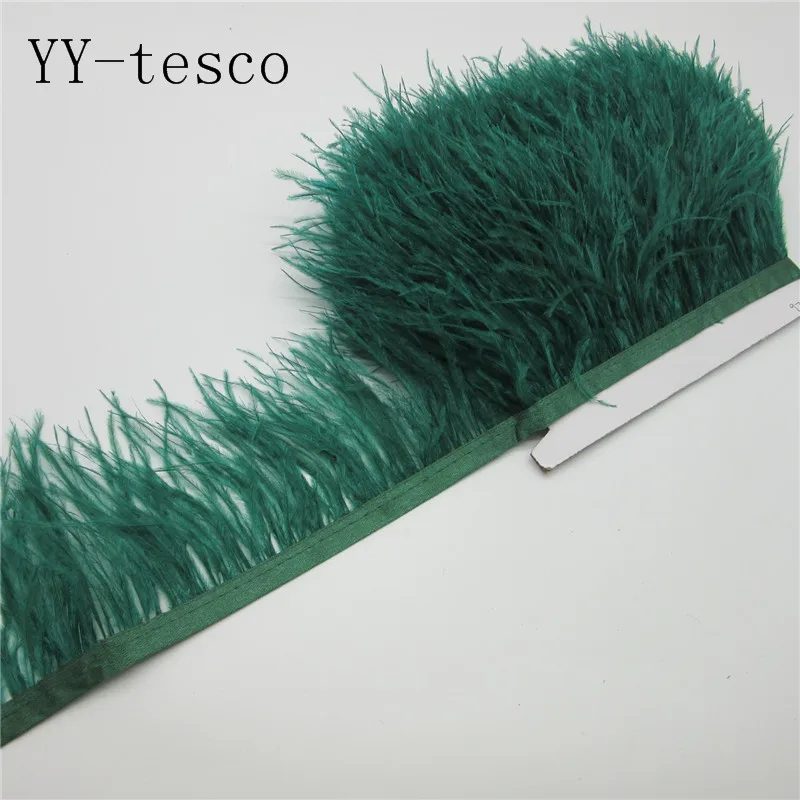 Wholesale 10 Meters high quality Ostrich Feathers Trims Dyed Dark green Feather Ribbons for Dress Party Decoration Craft Making
