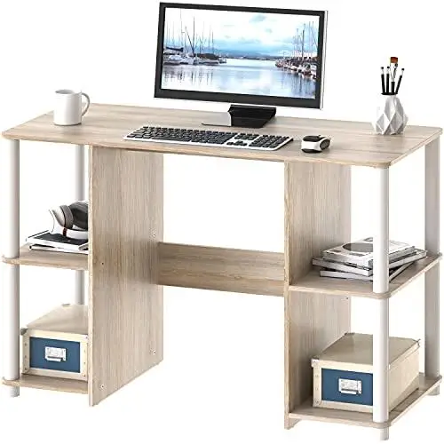 Cyrus 38-Inch Desk with 2 Sides Shelves, Maple