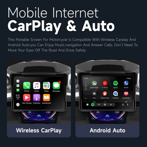 JIUYIN 5-дюймовый мотоциклетный беспроводной Apple Carplay Android автомобильный портативный навигатор GPS экран IPX7 водонепроницаемый дисплей двойной BT