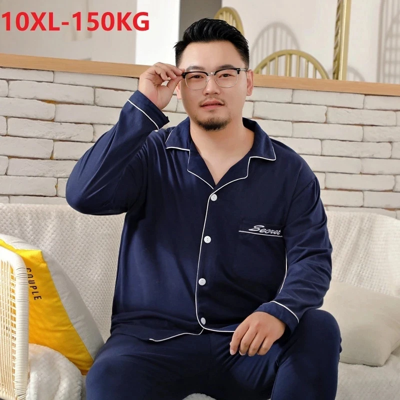 

Домашняя пижама свободного покроя 10XL Домашняя одежда большие зимние пижамы мужские комплекты большие удобные Размеры 9XL 8XL хлопковые пижам...