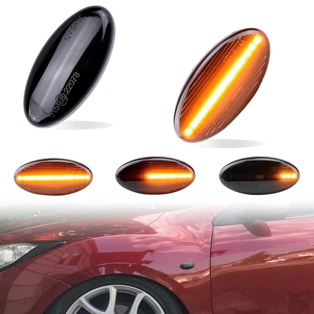 

2 шт. для Mazda 3 (BK) 2003-2009 светодиодный динамический боковой габаритный указатель поворота последовательный мигающий свет Emark