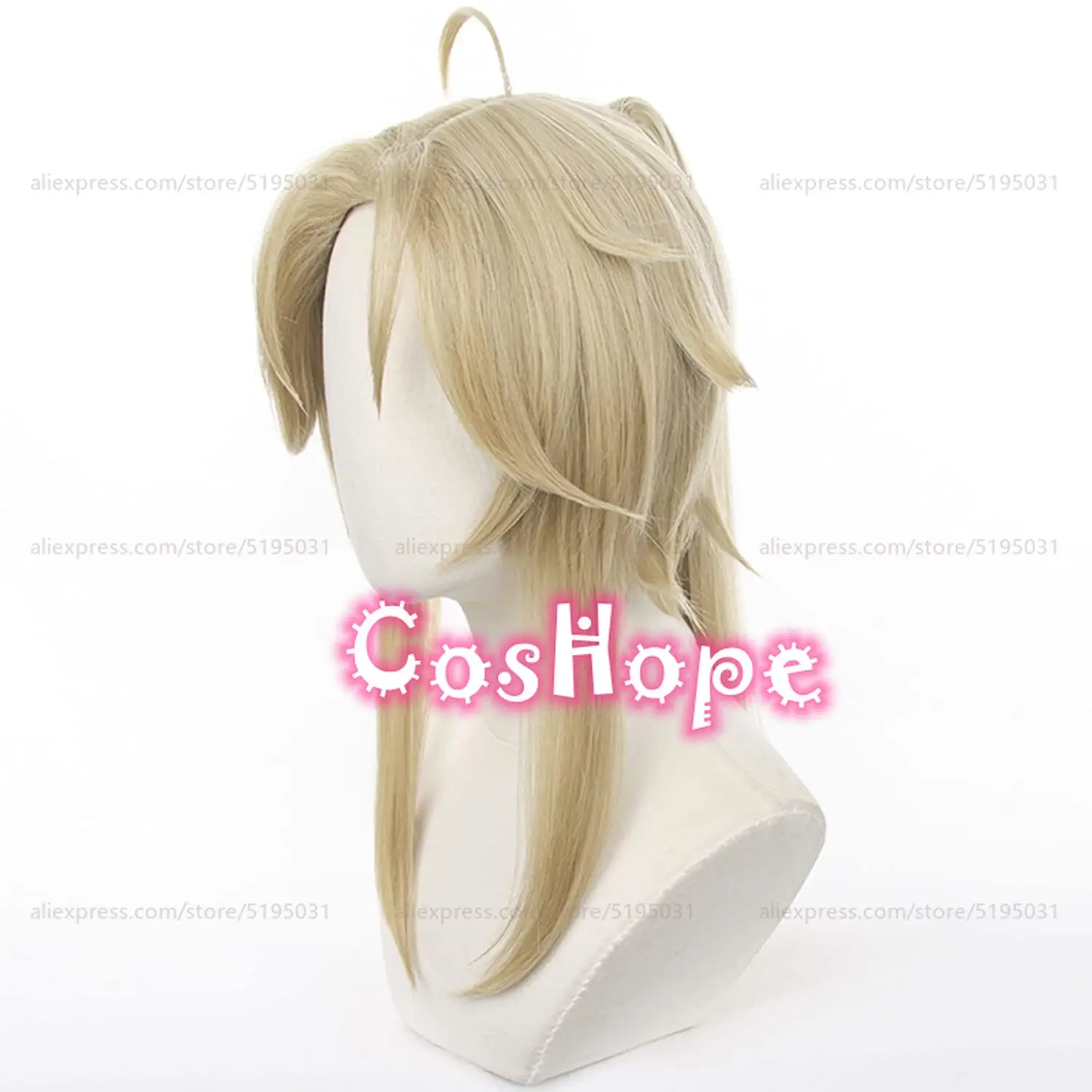 Парик для косплея Yanqing льняной термостойкий длиной 50 см с конским хвостом