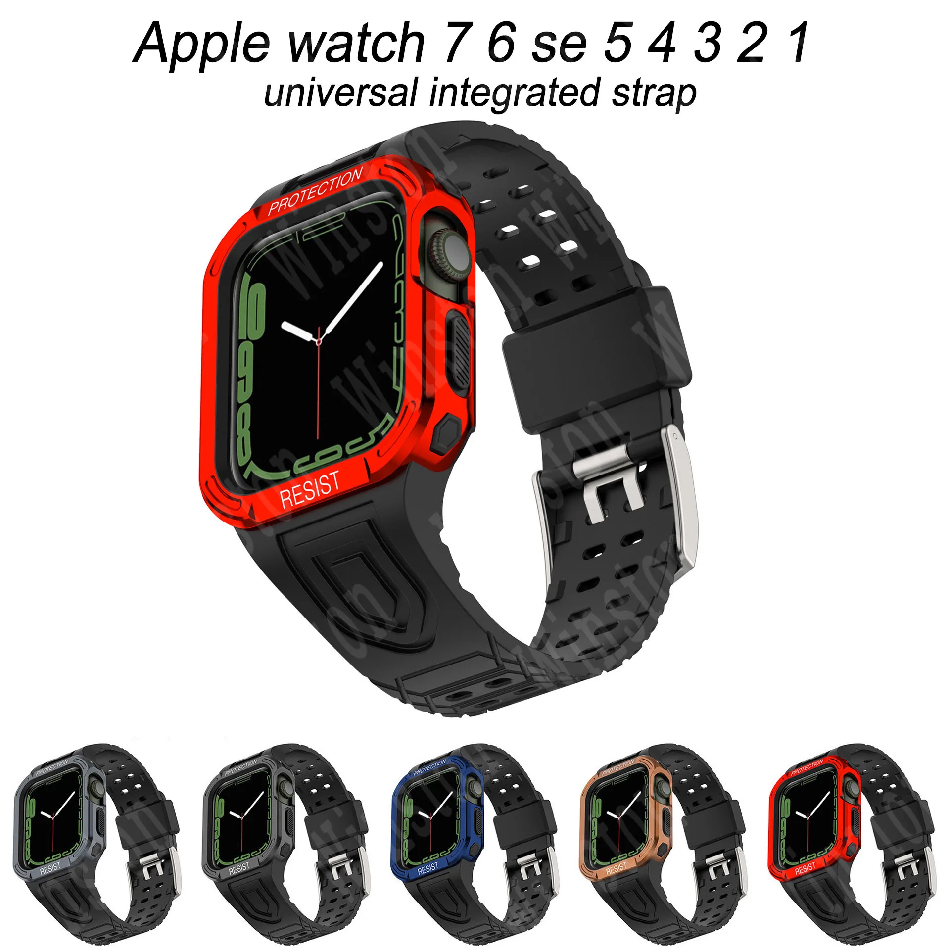 

Ремешок из ТПУ для Apple Watch, интегрированный браслет для Apple Watch 7 6 Se 5 4, 45 мм 40 мм 44 мм 41 мм, аксессуары для часов