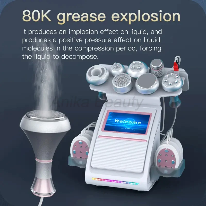 

9 IN 1 80K Cavitation Lipo Ultra-sonic Fat Burning Cellulite Removal Vacuum Laser Slimming Machine EMS Belly Weight Loss
