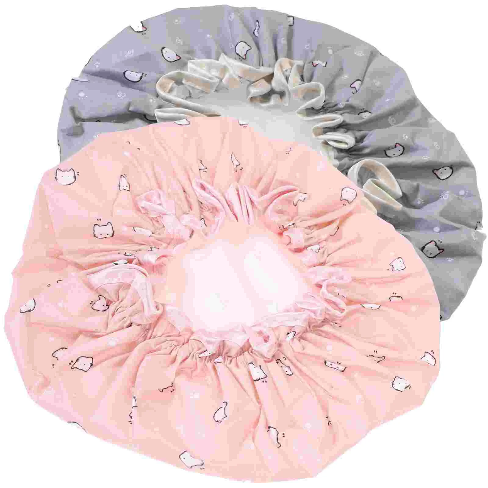 

2 Pcs Men's Hat Elastic Shower Cap Hair Breathable Caps Aldult Drying Women Reusable Lovely Bath Large Man