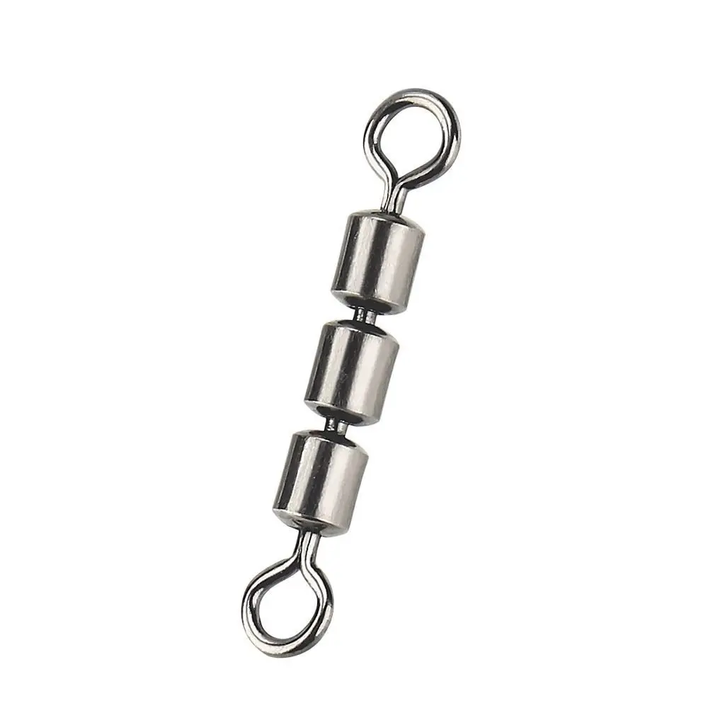 

10PCS High Speed 3 Roller Swivels Quick Connect Triple Bearing Rolling Fishing Barrel Swivels High Tensile Lightweight
