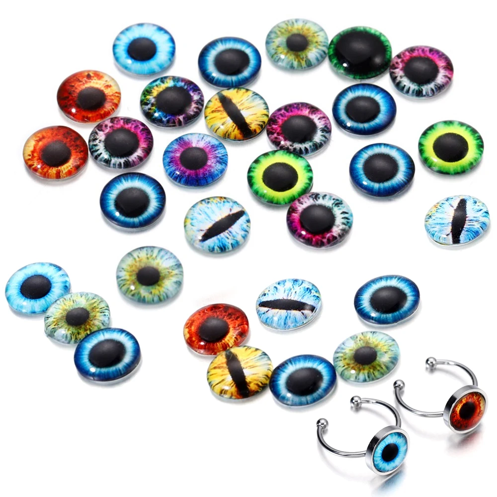 

20Pcs/Lot 10mm Cat Glass Eye Cabochons Dragon Eyes Mix Round Eye Cabochon For DIY Jewelry Crafts Making Findings Accessories
