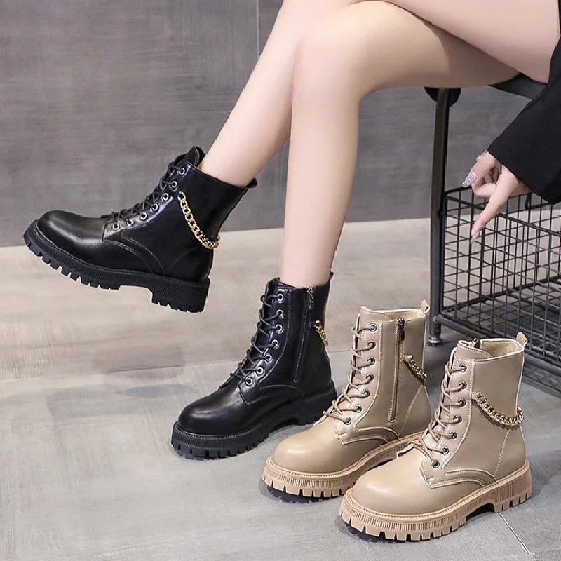 

Autumn Winter Chelsea Boots Women 2022 Platform Brown Black Beige White Ankle Boots For Women Fur Short Chunky Punk Gothic Shoes