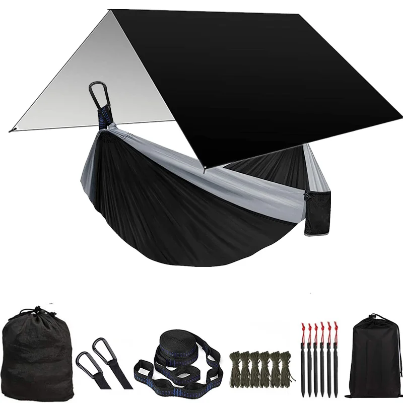 

Outdoor Hammock Lightweight Nylon Hammock and Waterproof Tent Cover Hiking Camping Hammock Sun Shelter for Travel Beach Garden