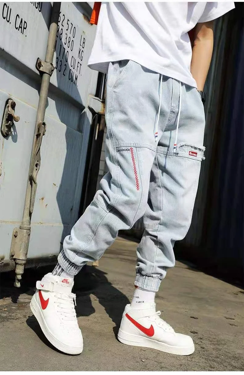ICCLEK 2021 New Tooling Jeans Men's Jeans Light-colored Hip-hop Pants Loose-fitting Pants Fashion Harem Pants Men Jeans Pants