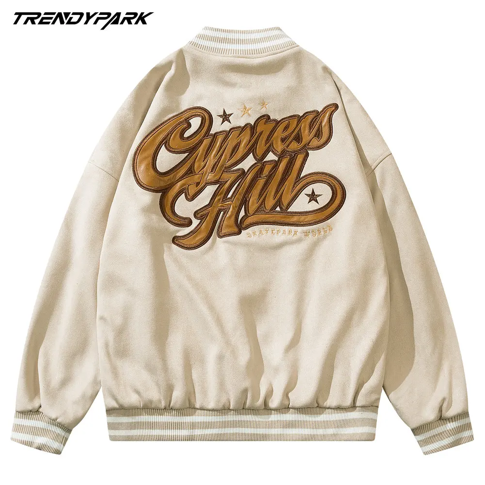 

Men's Jacket American Vintage Letters Embroidery Woolen Man Jacket Autumn Harajuku Casual Streetwear Baseball Jacket Men Coat