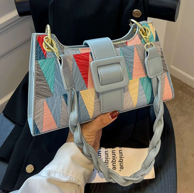 

Textured Small Bag Women's Summer 2022 New Design Single Shoulder Underarm Bag Graffiti ColorMatching Messenger Handbag
