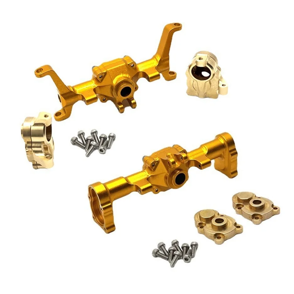 

Brass Steering Knuckle Metal Front and Rear Portal Axle Housing for FMS FCX24 1/24 RC Crawler Car Upgrades Parts