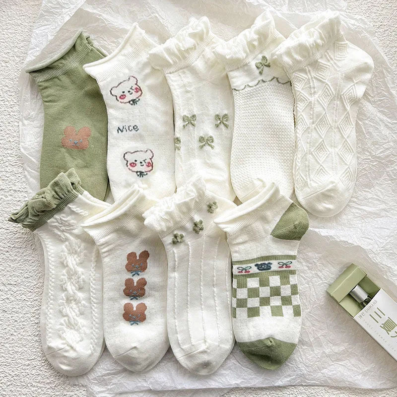 Socks, children's socks, spring and summer white thin mesh red socks, cute Japanese lace students, shallow cut, low cut ins tren