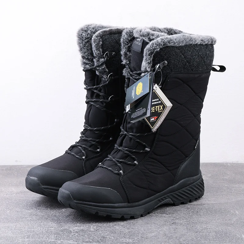 Women`s rabbit hair liner G-TEX waterproof hiking snow boot ladies Plush liner slip-resistant snow boots for -40C Cotton boots