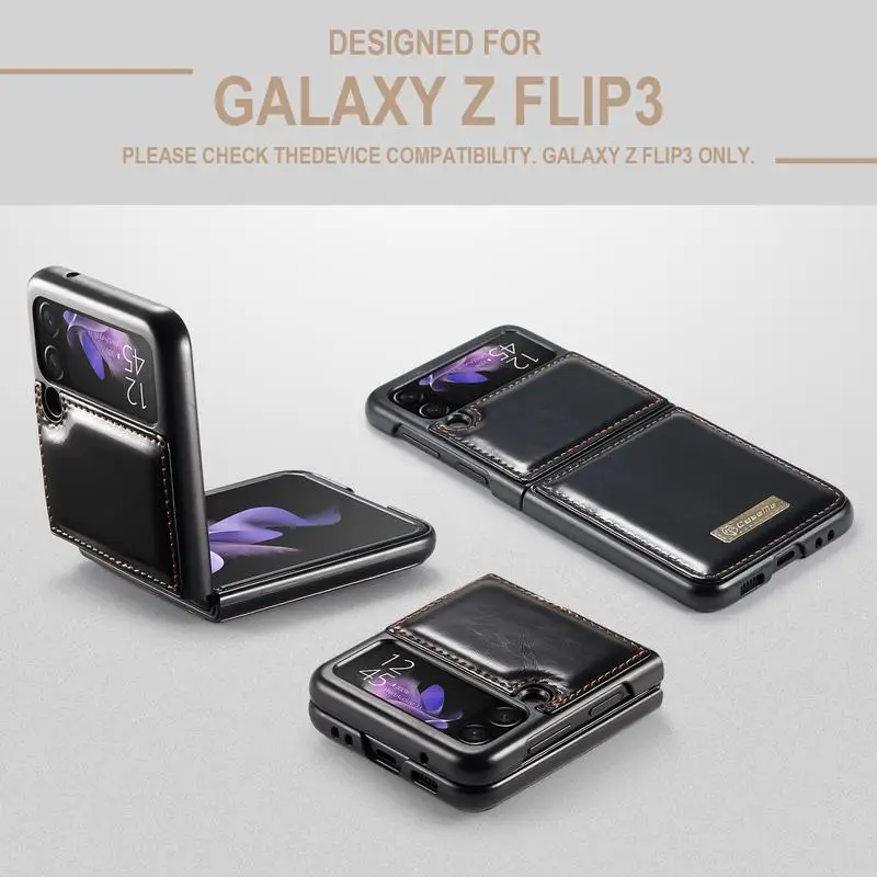 Cena Etui Na Telefon Do Samsung Z Flip 3 Okładka Pełna Ochronna Biznes Szczupła Skórzana Skóra Do Galaxy Z Flip 3 Etui Z Mikrofibry