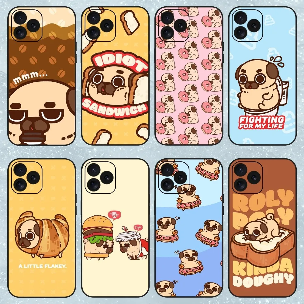 Милый чехол для телефона с мультяшным Мопсом iPhone 11 12 13 14 15 8 XS Mini X XR PRO MAX Plus