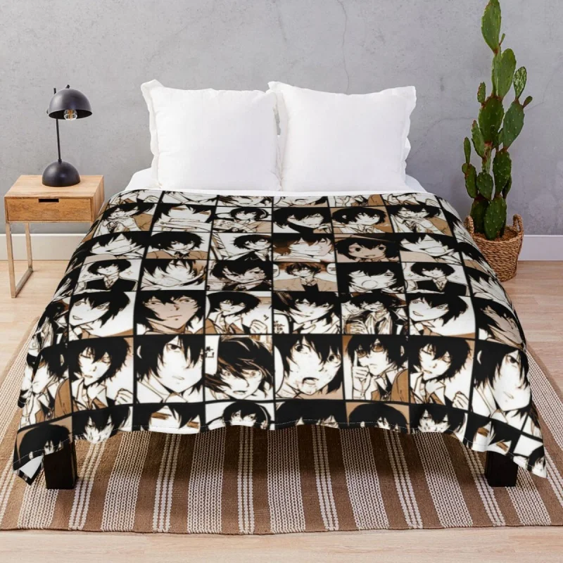 

Dazai mu Collage Blanket Coral Fce Plush Decoration Ultra-Soft Unisex Throw Thick blankets for Bedding Sofa Travel Office