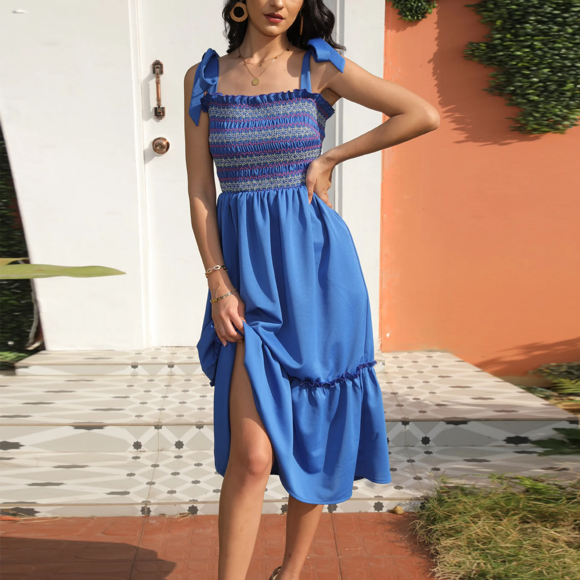 

New summer women's sleeveless sling party dress slim long skirtvestidos