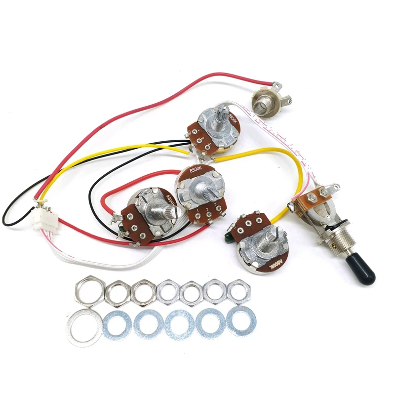 

Детали для электрогитары, Открытый Жгут проводов 2V2T1J 500K, тональные трехсторонние тумблеры для фотогитары