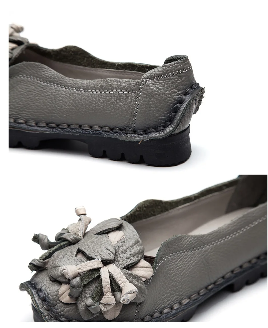 Handmade Luxury Flats Women Designer Moccasins Ladies Lug Sole Shockproof Ballet Flats Woman Cushioned Slip On Gray Moccasins