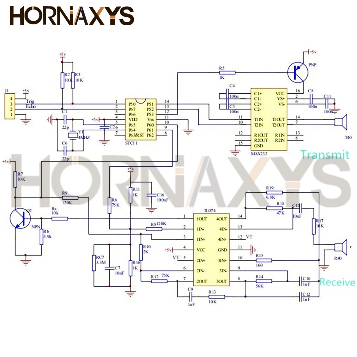 Ультразвуковой датчик HC-SR04 HORNAXYS для Arduino 3 3В-5В