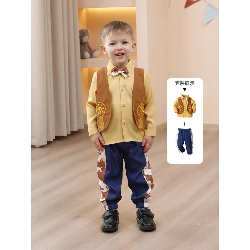 

Printed Two-Piece Embroidery Suit Spring and Autumn Dress Boys Autumn Clothing