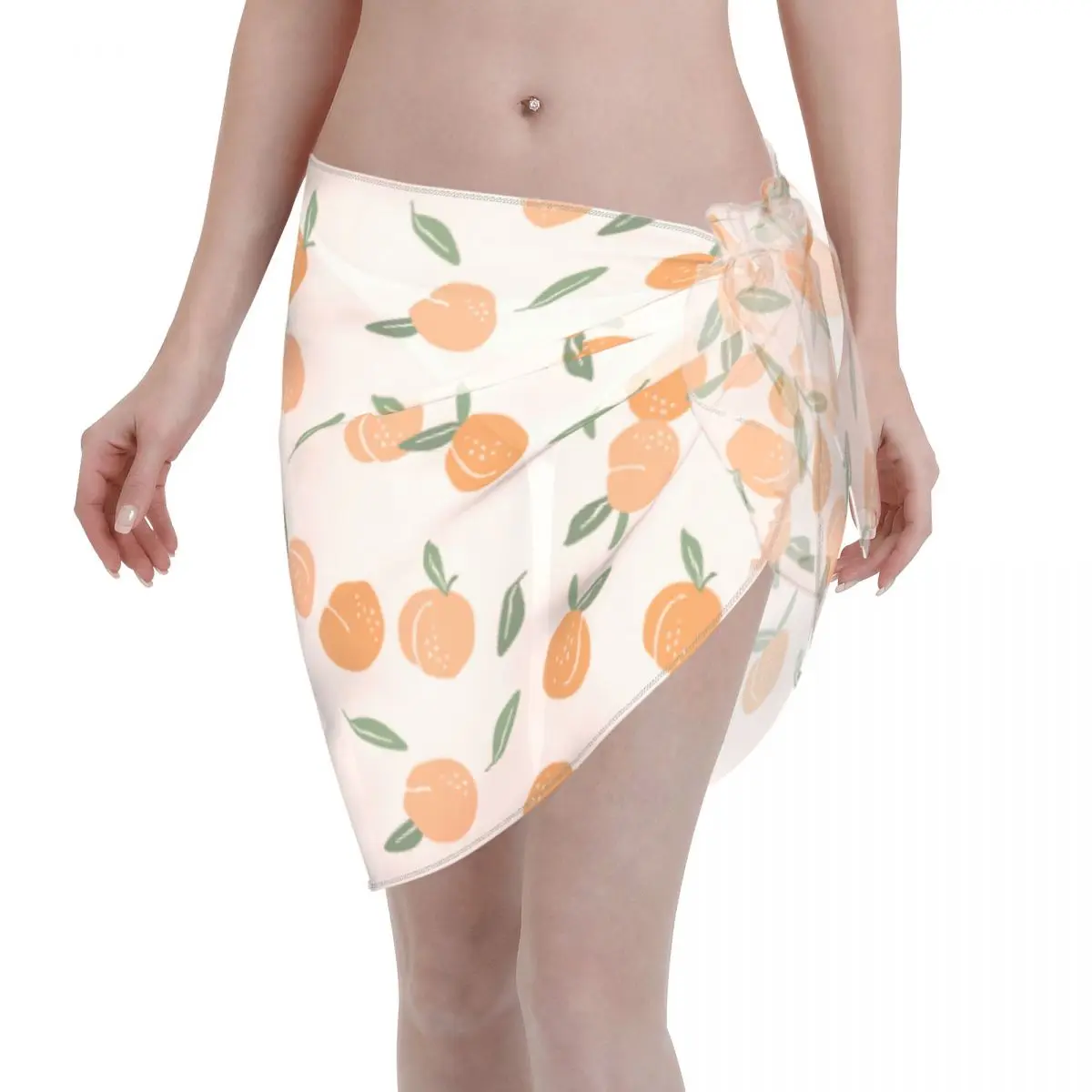 

Peach Swimwear Pareo Scarf Cover Ups Women Fruit Sheer Ladies Skirt Bikini Cover-Up Sarong