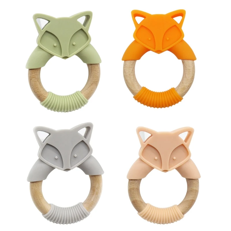 

Cartoon Animal Baby Teether Food Grade Silicone Beads Rattle Molar Soother Nursing Teething Chewing Toy Shower Gifts for Newborn
