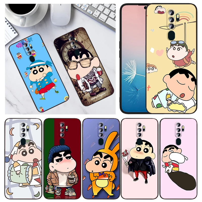 

Crayon Shin-chan For OPPO A94 A74 A72 A53S A53 A9 A5 2020 Realme C21Y C3 GT 5G 8 8i 7 6 6i 5 Pro Black Phone Case