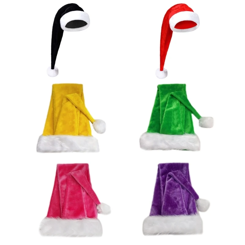 

28TF Christmas Party Hat Plush Santa Hat Long Christmas Hat Navidad Props New Year